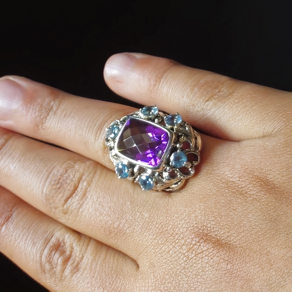 Nicky Butler Designer NB Sterling Silver 925 Purple Quartz Ring NWT Topaz Size 7 - Picture 7 of 9